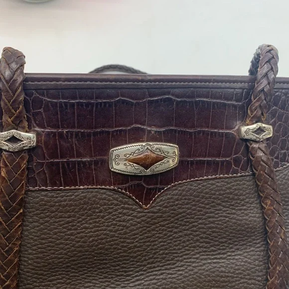 Brighton Vintage Brown Leather Braided Shoulder Bag BRN5279C - Picture 4 of 13